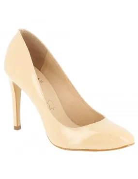 escarpins bouts ronds 10 cm cuir vernis nude 10 cm