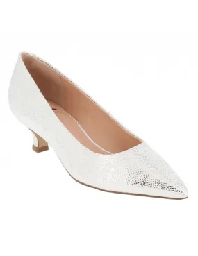 escarpins trotteurs cuir réptile blanc et argent 05 cm