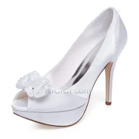 Talon Aiguille Plateforme Escarpins 2020 Blanche Chaussure De Mariée Bout Ouvert Talon Haut